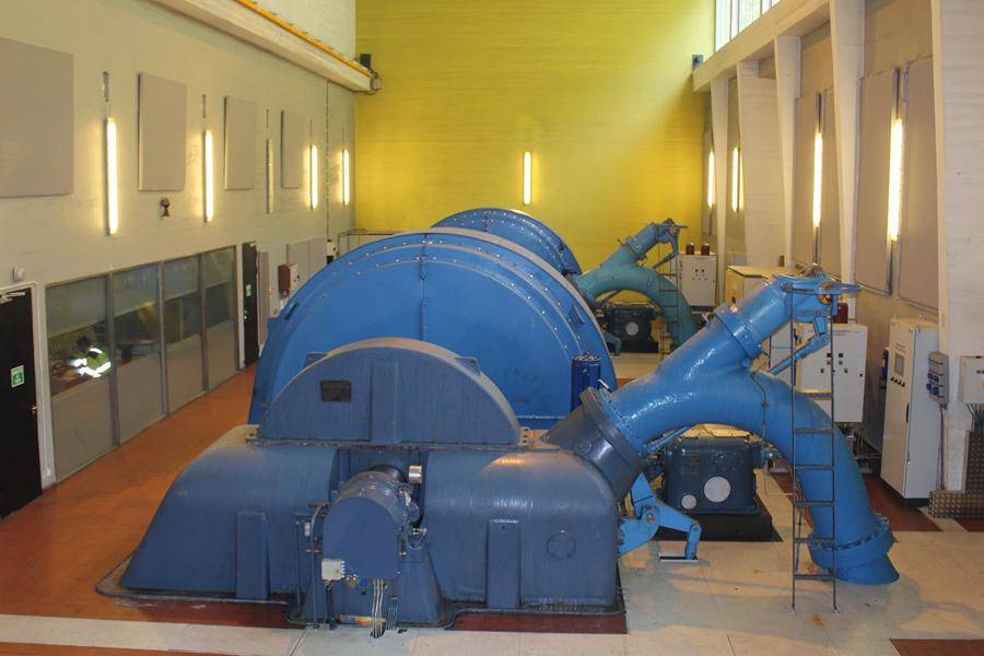 Machine room at Mågeli power plant