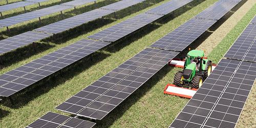Solar panels and tractor